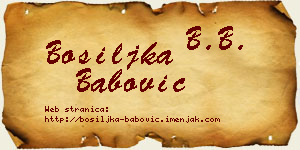Bosiljka Babović vizit kartica